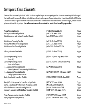 New York Probate Proceeding Checklist