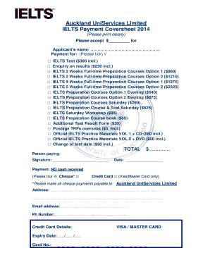 IELTS Payment Coversheet