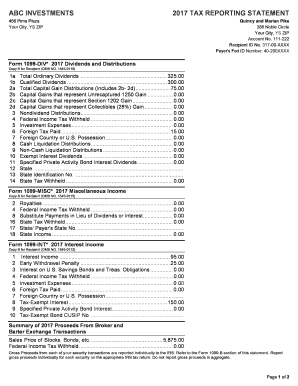 2017 IRS Form 1099 Tax Reporting Statement