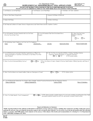 Supplemental Nonimmigrant Visa Application