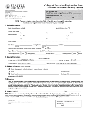 College of Education Registration Form