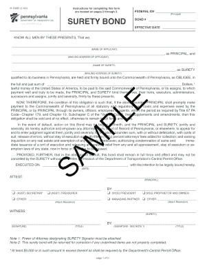 Pennsylvania Surety Bond Form M-936B