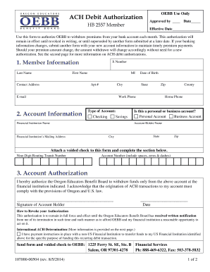 OEBB ACH Debit Authorization Form