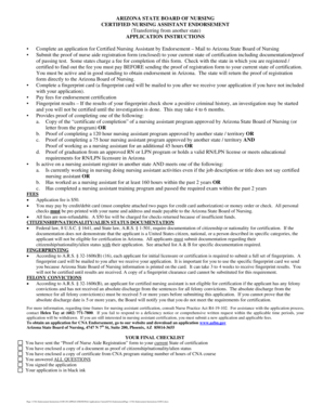 Arizona CNA Endorsement Application