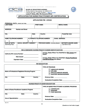 California Nurse Practitioner Certification Application
