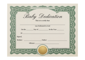 Baby Dedication Certificate Green Frame Baby Dedication Certificate Green Frame