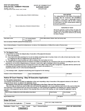 Connecticut Stay of Execution Application