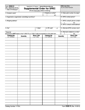 IRS Form 2333 X Supplemental Order