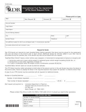 IFTA Decal Request Form