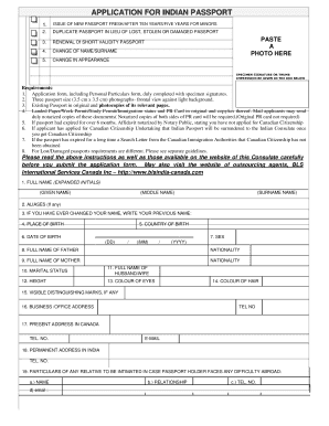 Indian Passport Application Form