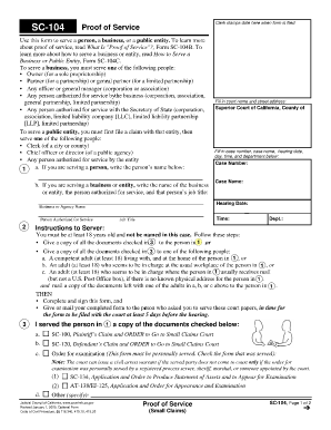 California Proof of Service Form SC-104