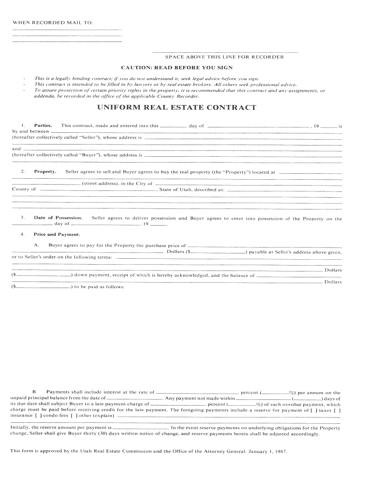 uniform real estate contract Preview on Page 1