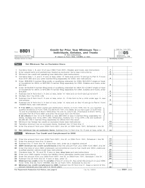 Form 8801 Credit for Prior Year Minimum Tax