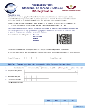 AccessNI Standard/Enhanced Disclosure and ISA Registration Form