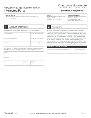 Maryland College Investment Plan Request Form