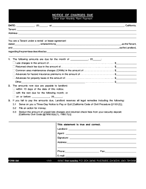California Notice of Charges Due