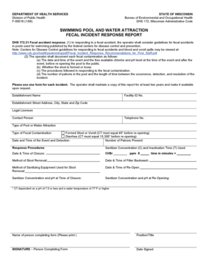 Wisconsin Fecal Incident Response Report