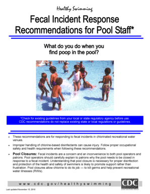 fillable online cdc fecal incident response recommendations for pool cdc incident report