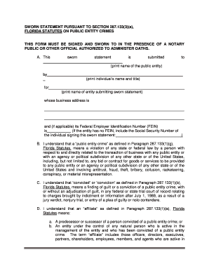Florida Public Entity Crime Sworn Statement