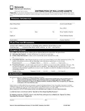 Rollover Assets Distribution Form