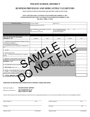 Wilson School District Business Tax Return