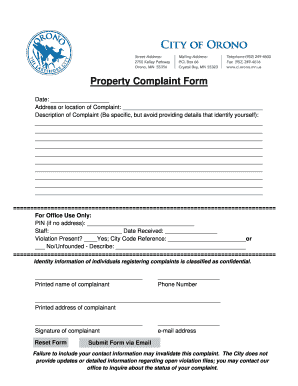 Property Complaint Form