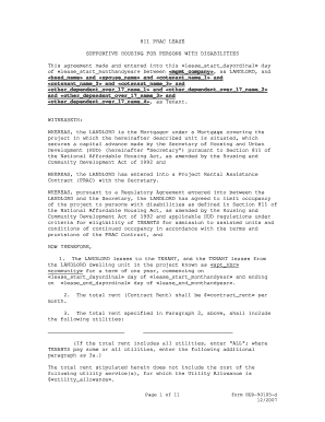 HUD 811 PRAC Lease Agreement