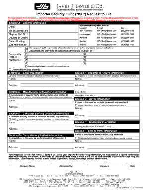 Importer Security Filing Request Form