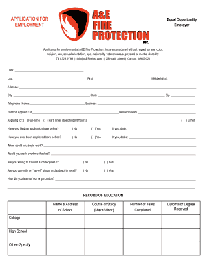 Equal Opportunity Employment Application