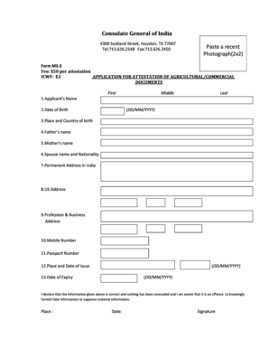 Application for Attestation of Agricultural/Commercial Documents