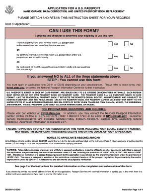 US Passport Name Change Form