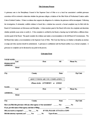 Ohio Attorney Grievance Form
