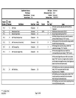 Acreage Record Form P11