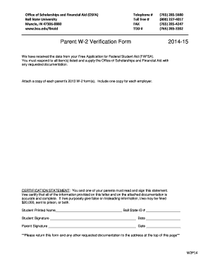 Parent W-2 Verification Form