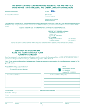 Maine Income Tax Withholding and Unemployment Contributions Forms