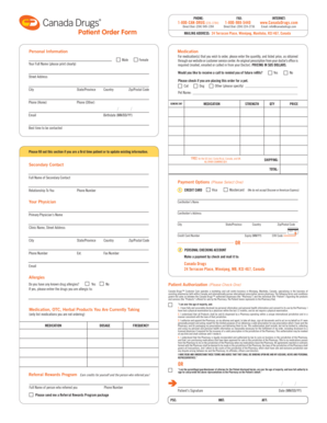 Canada Drugs Patient Order Form
