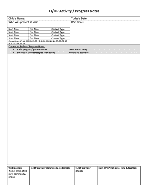 EI/ILP Activity Progress Notes