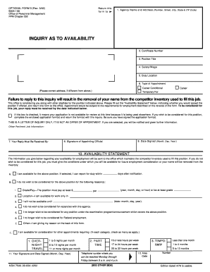 US Federal Employment Availability Inquiry Form