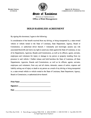 Louisiana Hold Harmless Agreement