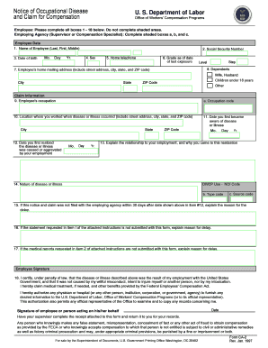 Notice of Occupational Disease and Claim for Compensation