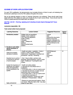 ITEC Scheme of Work Application Form