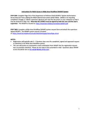 NASA DD2875 System Authorization Access Request