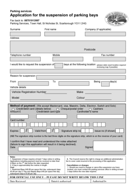 Parking Bay Suspension Application
