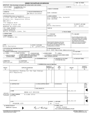 US Maritime Administration Order for Supplies or Services