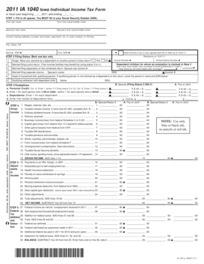 2011 Iowa Individual Income Tax Form