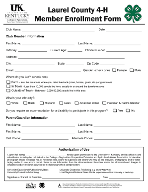 4-H Member Enrollment Form
