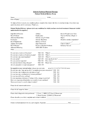 Patient Medical History Form