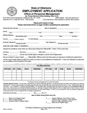 Oklahoma State Employment Application
