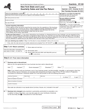 New York State Quarterly Sales and Use Tax Return