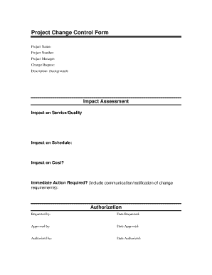 Project Change Control Form